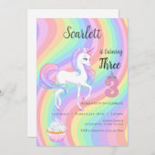 Pony-Einladung zum 3. Geburtstag Einladung (Vorne/Hinten)