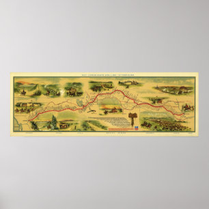 Pony Express Karte von William Henry Jackson 1861 Poster