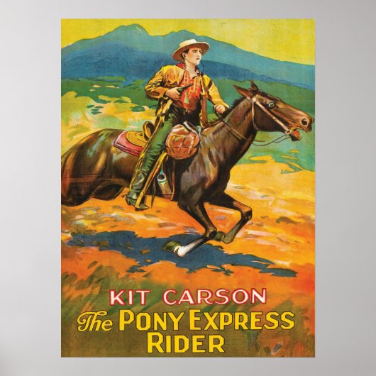Pony Express 🌄 Kit Carson Historischer Cowboy Pos Poster (Vorne)