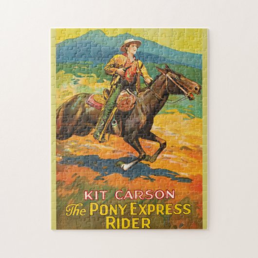 Pony Express 🌄 Kit Carson Historischer Cowboy vin Puzzle (Vertikal)