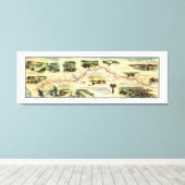 Pony Express Route Picture Map 1860 Leinwanddruck (Insitu (Holzboden))