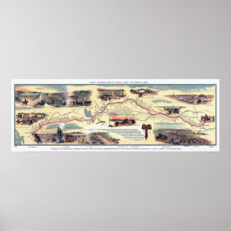 Pony-Express-Routenkarte Poster