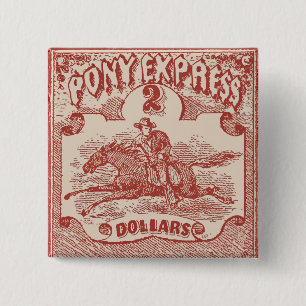 Pony Express Vintage Briefmarke Button