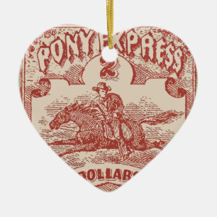 Pony Express Vintage Briefmarke Keramik Ornament