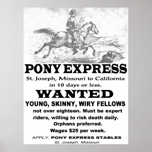 Pony-Express-Werbung Poster (Vorne)