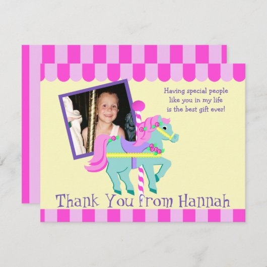 Pony Foto bemalt Vielen Dank Flachkarte Dankeskarte (Vorne/Hinten)