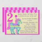 Pony / Geburtstag gestrichen Einladung (Vorne/Hinten)