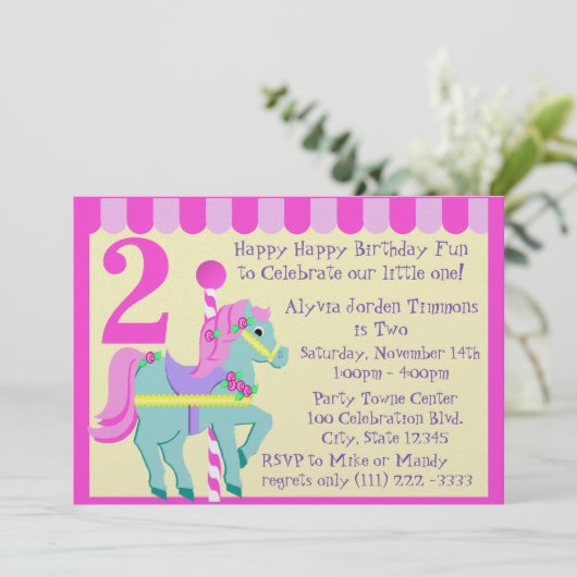 Pony / Geburtstag gestrichen Einladung (Stehend Vorderseite)