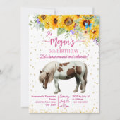 Pony Geburtstagsparty Sonnenblumen Glitzer Vorlage (Vorderseite)