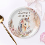 Pony-Geschirr zu Pferden Geburtstagsparty Pappteller<br><div class="desc">Reitpferde Pferde Pony Geburtstagsparty personalisierte Papier-Teller,  Pferdegeschenk Geburtstagsgeschenke. Boho pampas Gras Rose pastellbraune Farben für Mädchen Pferd themed Geburtstagsparty Geschirr,  niedlichen Baby Pferd.</div>
