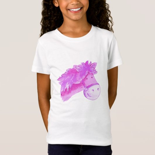 Pony Gesicht lila rosa Kinder T - Shirt (Vorderseite)