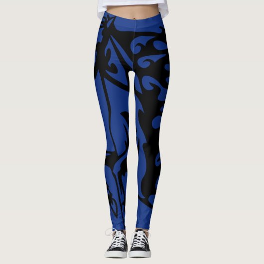 Pony Horse Stallion Steed Lightning Blue Line Art Leggings (Vorderseite)