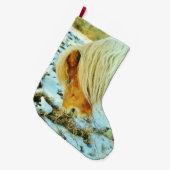 Pony im Schnee Großer Weihnachtsstrumpf (Vorderansicht (hängend))