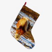 Pony im Schnee Großer Weihnachtsstrumpf (Vorderansicht (hängend))