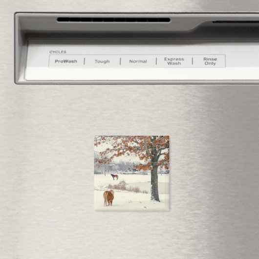 Pony im Schnee mit Baummagnet Magnet (In Situ (Geschirrspüler))