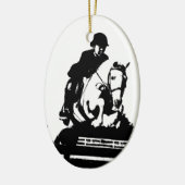 Pony Jumping BW Keramik Ornament (Links)