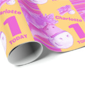 Pony kids 1. Geburtstagsstreifen Geschenkpapier (Rolleneckpunkt)