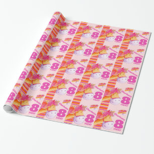 Pony-Kinder zum 8. Geburtstag Streifen-Verpackung Geschenkpapier