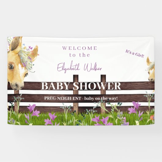 Pony Lavender Wildblume Baby Dusche Willkommen Banner (Horizontal)