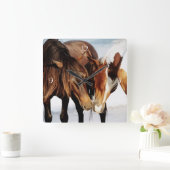 Pony-Liebe Quadratische Wanduhr (Zuhause)