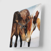 Pony-Liebe Quadratische Wanduhr (Winkel)