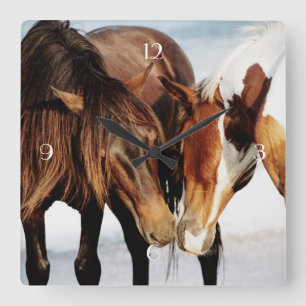 Pony-Liebe Quadratische Wanduhr