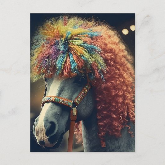 Pony mit Clownhaar Postkarte (Vorderseite)