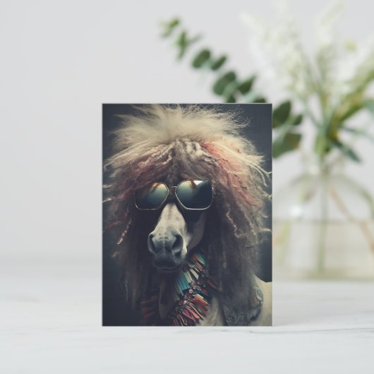 Pony mit Clownhaar und Sonnenbrille Postkarte (Stehend Vorderseite)