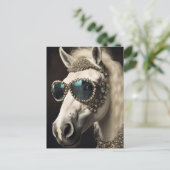 Pony mit Sonnenbrille Postkarte (Stehend Vorderseite)