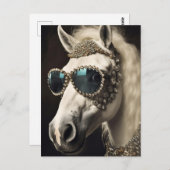 Pony mit Sonnenbrille Postkarte (Vorne/Hinten)