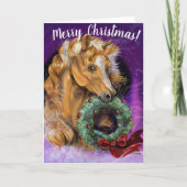 Pony mit Weihnachtskranz Karte (Vorderseite)