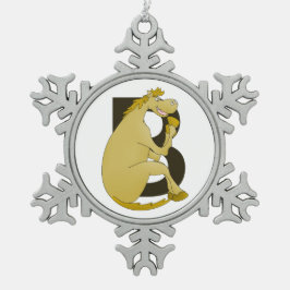 Pony Monogram Letter B Schneeflocken Zinn-Ornament
