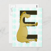 Pony Monogram Letter E Personalisiert Postkarte (Vorne/Hinten)