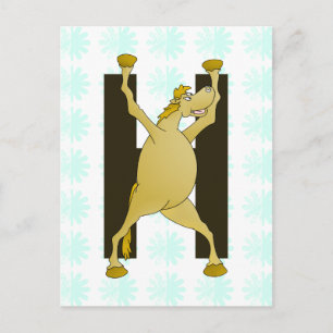 Pony Monogram Letter H Personalisiert Postkarte