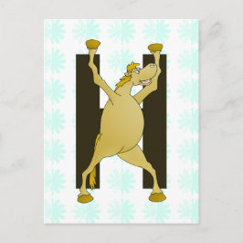 Pony Monogram Letter H Personalisiert Postkarte