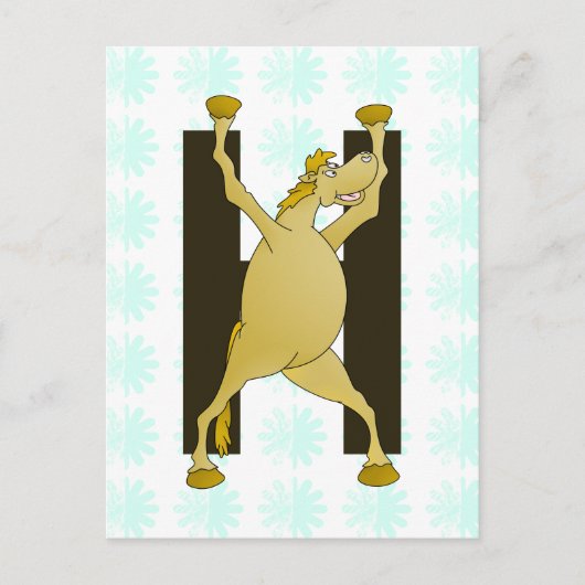 Pony Monogram Letter H Personalisiert Postkarte (Vorderseite)