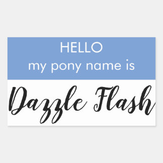 Pony Name Tag - Dazzle Flash Rechteckiger Aufkleber