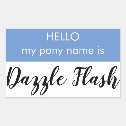 Pony Name Tag - Dazzle Flash Rechteckiger Aufkleber (Vorderseite)
