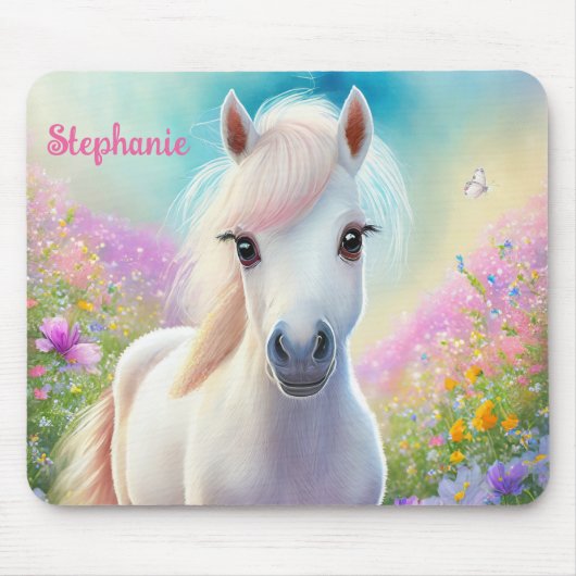 Pony Niedlich Personalisiert Girly Name Mousepad (Vorne)