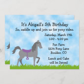 Pony Party Geburtstagseinladung für Mädchen Einladung (Vorne/Hinten)