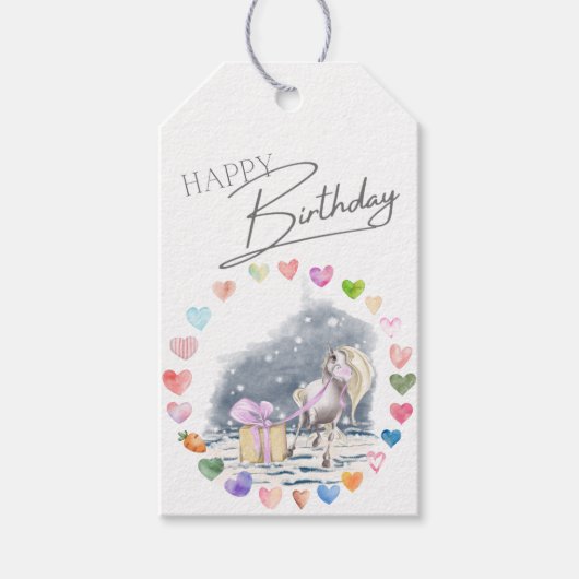 Pony Party Geschenkanhänger für Pferdemädchen (Vorderseite)