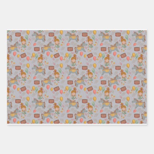 Pony Party Geschenkpapier Set (Vorderseite)