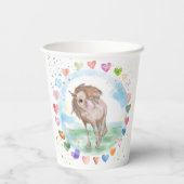 Pony Party Pappbecher, Pferdemotiv für Kinder Pappbecher (Rückseite)