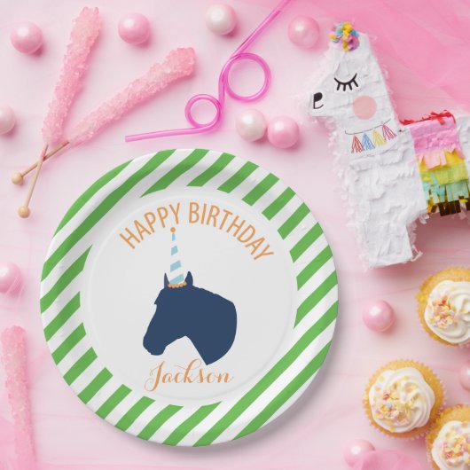 Pony-Party-personalisiertes Papierplatten-Grün Pappteller (Party)
