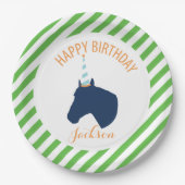 Pony-Party-personalisiertes Papierplatten-Grün Pappteller (Vorderseite)