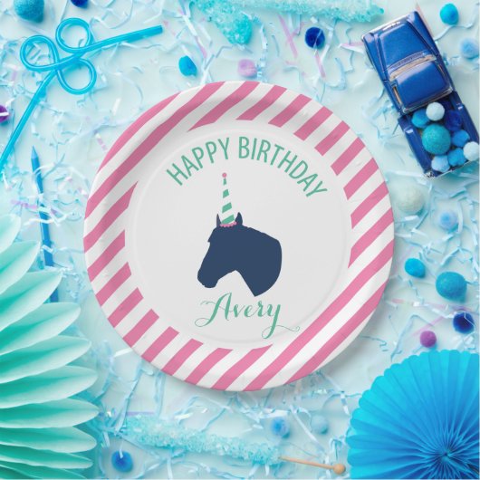Pony-Party-personalisiertes Papierplatten-Rosa Pappteller (Party)