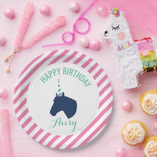 Pony-Party-personalisiertes Papierplatten-Rosa Pappteller (Party)