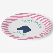 Pony-Party-personalisiertes Papierplatten-Rosa Pappteller (Schrägansicht)