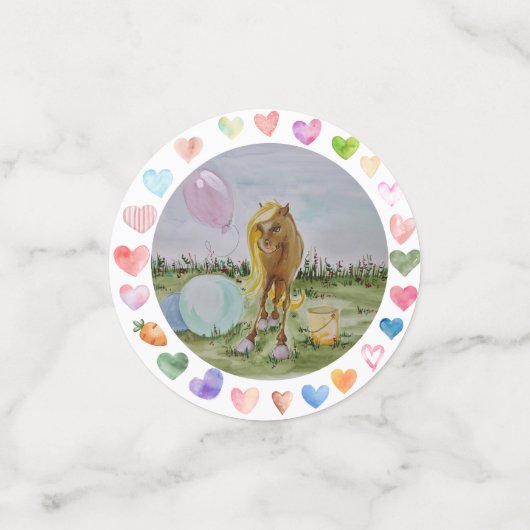 Pony Party Tischkonfetti, Pferdemädchen Geschenk Konfetti (Klein Vorderseite)