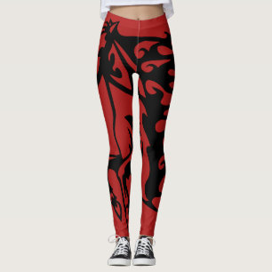 Pony Pferd Bronco Hengst Ross Renn Rot Linien Kuns Leggings
